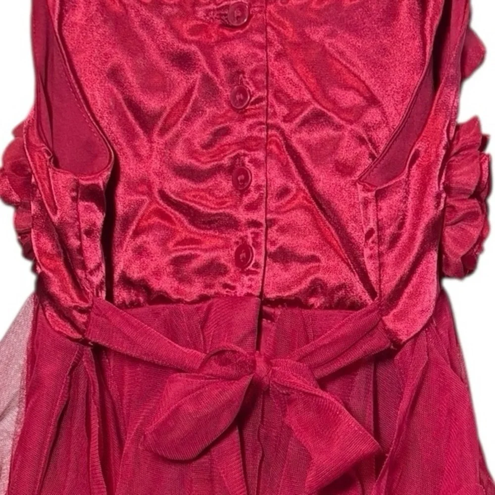 BISCOTTI Red 3D Flowers Tiered Scalloped Tulle Party Dress Size 8